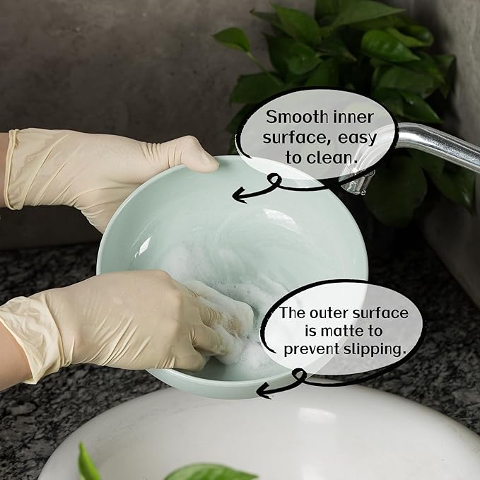 MissYIP 12 Pcs Wheat Straw Dinnerware Sets Unbreakable Reusable Kitchen Dinnerware Set Outdoor Camping Dishes BAP free Dishwasher SafeNot oven-safe or microwavable(Celadon)