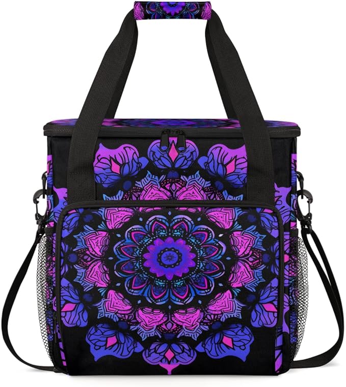 Mandala Circular Coffee Maker Carrying Bag Gradient Mandala Travel Storage Bag Compatible with K-Mini or K-Mini Plus Single Serve Coffee Brewer Carrying Case with Multiple Pockets &amp Shoulder Str