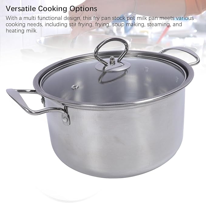 Stainless Steel Pots Pans Set Durable Lightweight Nonstick Kitchen Cookware Set for Home Cooking Family Dinners Stainless Steel 5 Piece