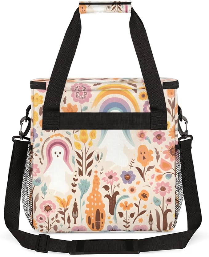 Spooky Ghosts Coffee Maker Carrying Bag Cute Ghosts Travel Storage Bag Compatible with K-Mini or K-Mini Plus Single Serve Coffee Brewer Carrying Case with Multiple Pockets &amp Shoulder Strap