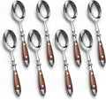 Teaspoons 8-Pack Stainless Steel 6.7 Inches Teaspoons with Wood Grain Bakelite Handle For Coffee Dessert Ice Cream Dishwasher Safe
