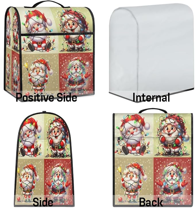 Kitchen Aid Mixer Cover Christmas Funny Santa Claus Stand Mixer Cover Compatible with 6-8 Quarts Stand Mixers Dust Covers with Zipper Pocket Foldable Washable Kitchen Aid Organizer Bag