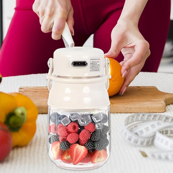 Rechargeable Portable Blender - Sturdy Versatile Small Glass with Jar Personal Mixer for Kitchen Travel Fruits | Multipurpose Outdoor Indoor Utility Ergonomic