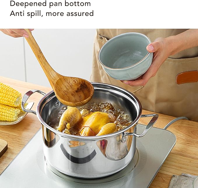 Stainless Steel Pots and Pans Set Nonstick Kitchen Cookware Set with Frying Pan Saute Pan Saute Pot Compatible with Gas Electric Induction for Home Kitchen