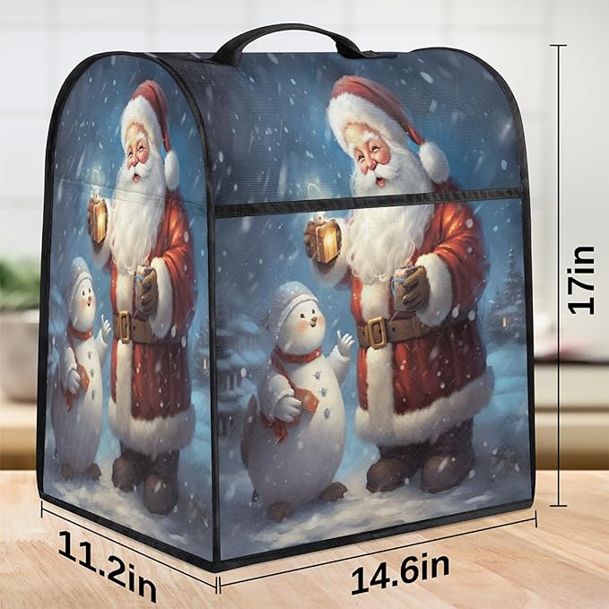 cfpolar Kitchen Aid Mixer Cover Compatible with 6-8 Quarts Snowman Santa Claus Christmas Stand Mixer Cover Kitchen Aid Mixers Accessories Appliance Organizer Bag Dust Covers with Zipper Pocket
