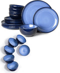 12 Piece Dinnerware Set Includes 6 Piece Cereal Bowl Set Combo Light Blue