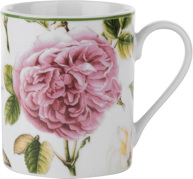 Portmeirion Home Roses 16 Piece Set - Delicate Pink Rose &amp Butterfly Pattern Dishwasher Safe Porcelain Dinnerware for Garden Parties Bridal Showers Tea Time &amp Family Gatherings - 10.5 Plat