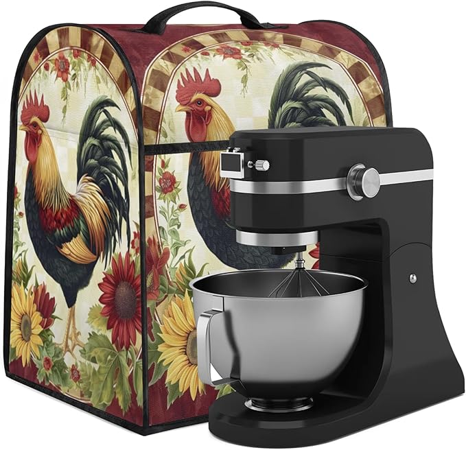 cfpolar Kitchen Aid Mixer Cover Compatible with 6-8 Quarts Rooster Sunflower Farmhouse Stand Mixer Cover Kitchen Aid Mixers Accessories Appliance Organizer Bag Dust Covers with Zipper Pocket