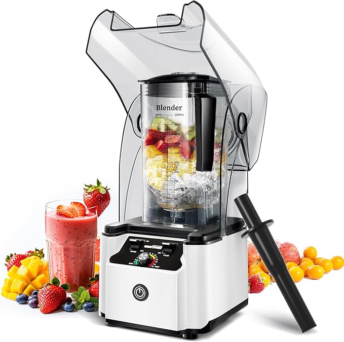 WantJoin Quiet Blender - Kitchen Blender with Soundproof 2.5 HP Copper Motor 80oz Jar Multifunctional Silent Blenders for Smoothies Juice Soups Sauce w/ 15 Speeds Stainless Steel 6-blade Combo