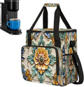 Ceramic Flowers Coffee Maker Carring Bag Travel Carrying Storage Tote Bag Compatible with Keurig K-Mini or K-Mini Plus Portable Single Serve Coffee Brewer Case with Pockets for K-cup Pods