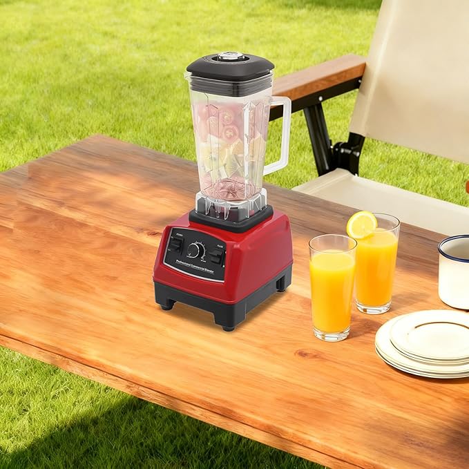 Countertop Commercial Blender 2200W Smoothie Mixer Juicer 2L Capacity 10 Variable Speed 26000 RPM Stainless Steel Ice Crusher Smoothie Blender for MilkshakesIce Creams Fresh Juices (Red)