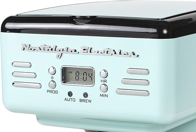 Nostalgia Retro 12-Cup Programmable Coffee Maker + Wide 2-Slice Toaster Vintage Design
