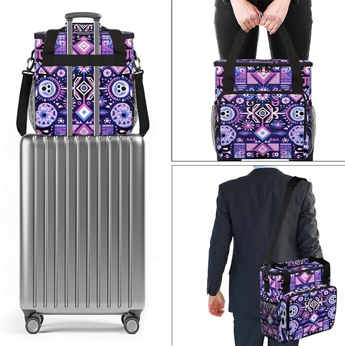 Ethnic Mandala Coffee Maker Carrying Bag Geometry Aztec Travel Storage Bag Compatible with K-Mini or K-Mini Plus Single Serve Coffee Brewer Carrying Case with Multiple Pockets &amp Shoulder Strap