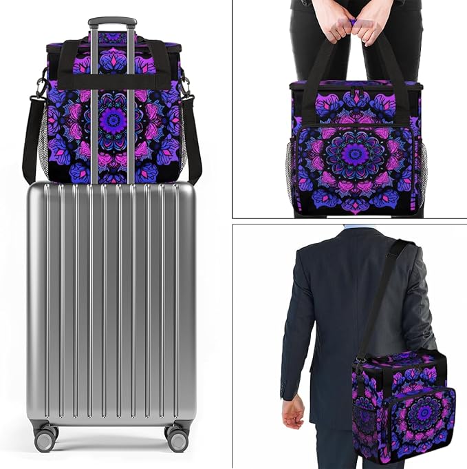 Mandala Circular Coffee Maker Carrying Bag Gradient Mandala Travel Storage Bag Compatible with K-Mini or K-Mini Plus Single Serve Coffee Brewer Carrying Case with Multiple Pockets &amp Shoulder Str