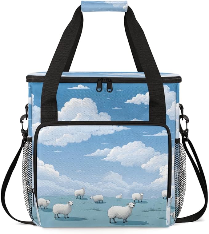 Sheep Steppe Coffee Maker Carrying Bag Blue Sky Cloud Travel Storage Bag Compatible with K-Mini or K-Mini Plus Single Serve Coffee Brewer Carrying Case with Multiple Pockets &amp Shoulder Strap