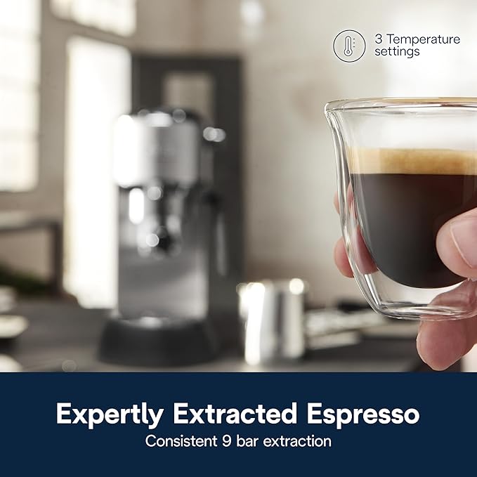 De’Longhi Dedica Arte Espresso Machine with My LatteArt Steam Wand (Milk Frother) 15-Bar Pump &amp 3-Level Temp Control - Compact Espresso Maker for Latte &amp Cappuccino - Italian Stainless Steel