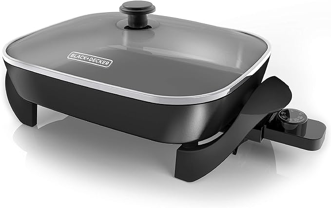 BLACK+DECKER 4-Slice Toaster Oven TO1313SBD Even Toast 4 Cooking Functions Bake Broil Toast &amp Electric Skillet Variable Temperature Control Nonstick Cooking Surface