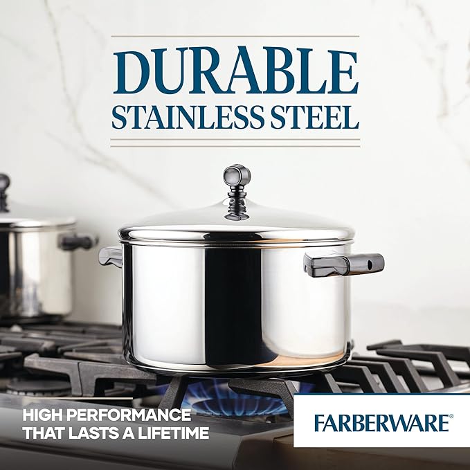 Farberware Classic Stainless Steel 6-Quart Stockpot with Lid Stainless Steel Pot with Lid Silver