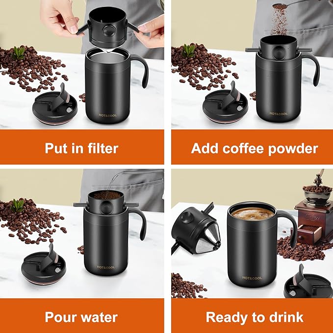 OARSE 16oz Camping Coffee Maker Pour Over Coffee Maker SetCamp Pour Over SetPortable Coffee Kit for Travel Camping Offices Backpacking