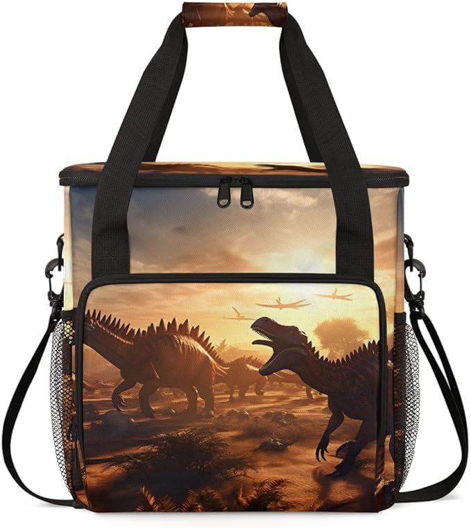 Sunset Dinosaur Coffee Maker Carrying Bag Portable Travel Storage Tote Bag Compatible with K-Mini or K-Mini Plus Single Serve Coffee Brewer Carrying Case with Multiple Pockets &amp Shoulder Strap