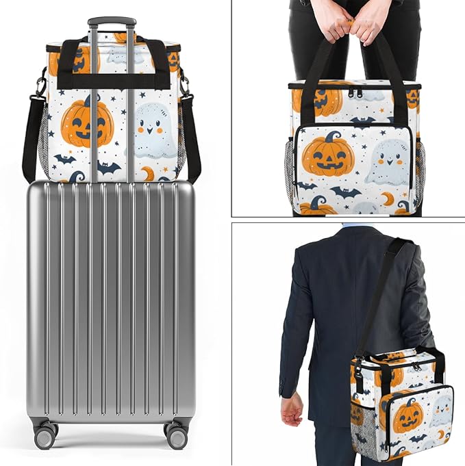 Magical Pumpkin Coffee Maker Carrying Bag Retro Pumpkin Travel Storage Bag Compatible with K-Mini or K-Mini Plus Single Serve Coffee Brewer Carrying Case with Multiple Pockets &amp Shoulder Strap