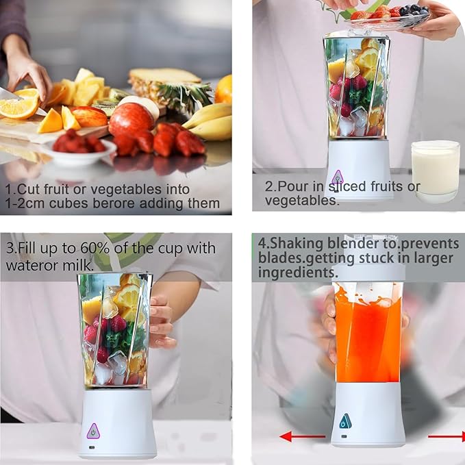 Personal Blender360 Watt Portable Blender for SmoothiesMilkshakes and Baby food6000mAh USB RechargeableBPA Free 24 oz Portable Juicer with 6 Blades and LidSuitable for Outdoor SportsTravel