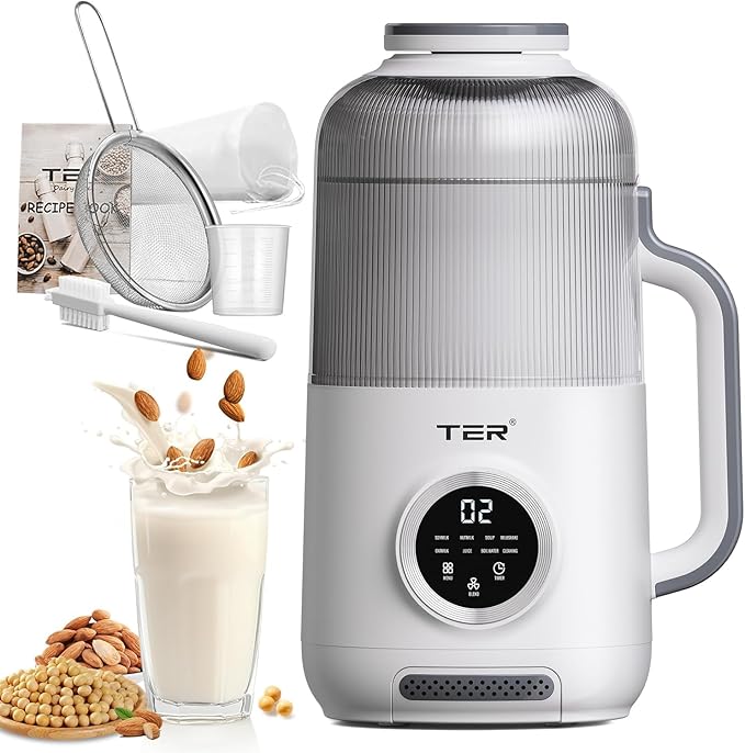 40oz Nut Milk Maker Machine 10 in 1 Automatic Soy Milk Maker for Homemade Almond Oat Soup Plant-Based Soybean Machine with Delay Start/Keep Warm/Boil Water/Self Cleaning/Quiet Blender White