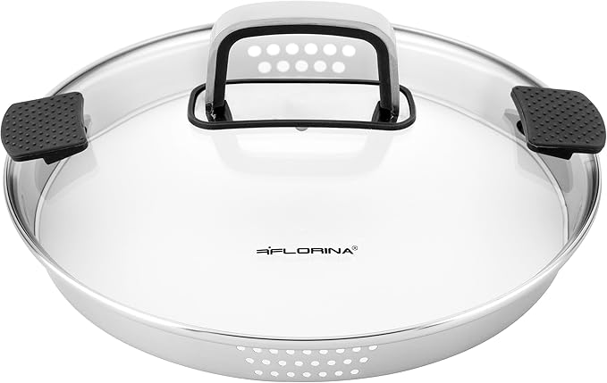 FLORINA Smart Cooking Pot Set 8-Piece Pot Set Made of High-Quality Stainless Steel Cooking Pots with Multifunctional Lid and Measuring Cup Silicone-Covered Handles Ideal for Induction Hobs Gas