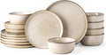 GBHOME Ceramic Dinnerware Sets for 6 18 Pieces Stoneware Plates and Bowls Sets Scratch Resistant Dishes Dishwasher &amp Microwave Safe Reactive Glaze-Cappuccino