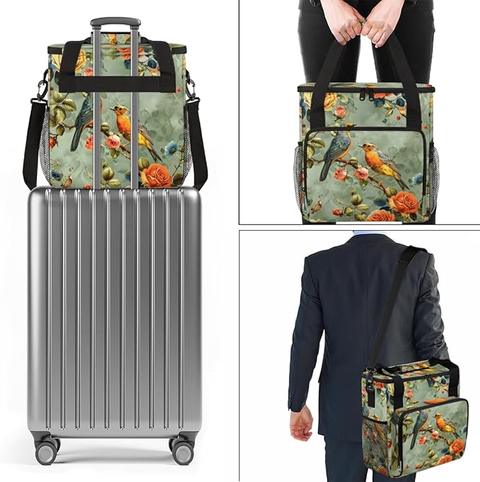 Peony Birds Coffee Maker Carrying Bag Portable Travel Storage Tote Bag Compatible with K-Mini or K-Mini Plus Single Serve Coffee Brewer Carrying Case with Multiple Pockets &amp Shoulder Strap
