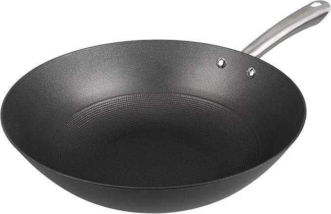 Cuisiland 12 Honeycomb Classic Cast Iron Wok – Non-Stick Wok Stainless Steel Long Handles Oven Safe Cookware Classic Cast Iron Heat Retention Less Oil Cooking