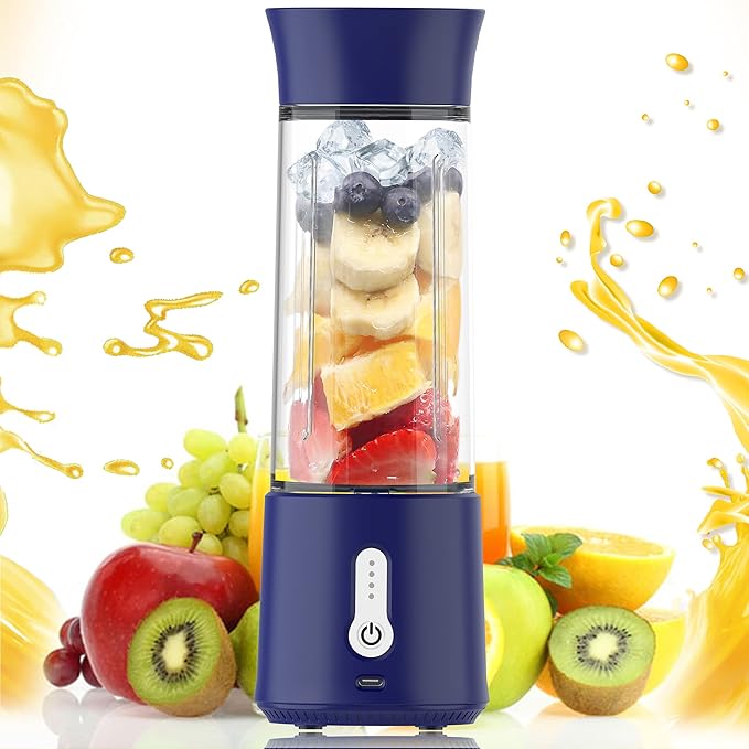 22oz Portable USB Blender 150W Cordless Mini Smoothie Maker Lightweight 10+ Blends Travel/Gym/Office Use (white)