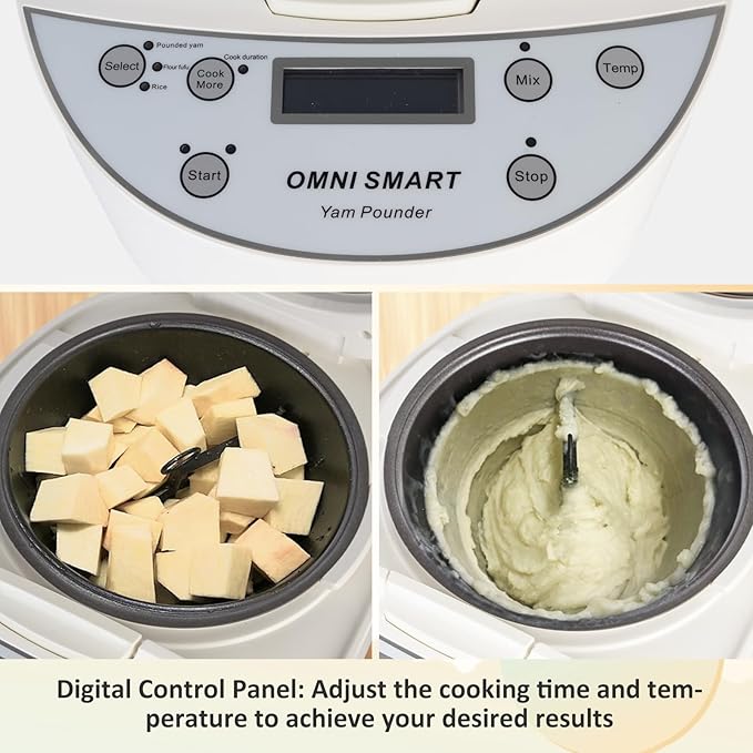 Yam Pounding Machine 3L 700W Electric African Food Cooker to Make Pounded Yam Plantains CocoyamsCassava FuFu COOK AND POUND