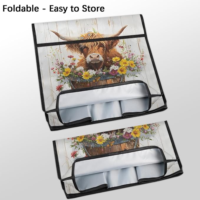 Kitchen Aid Mixer Cover Flowers Cute Cow Highland Stand Mixer Cover Compatible with 6-8 Quarts Stand Mixers Dust Covers with Zipper Pocket Foldable Washable Kitchen Aid Organizer Bag