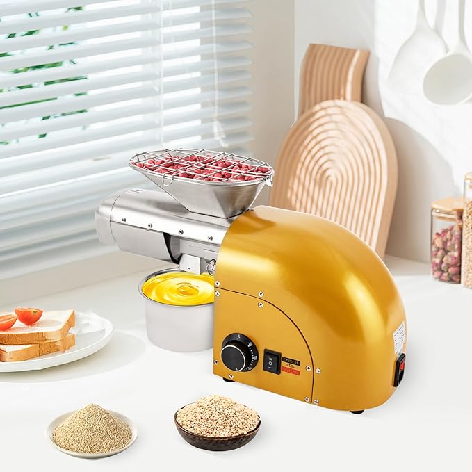 1800W Oil Press Machine Cold &amp Hot Press Stainless Steel Nut &amp Seed Extractor with 300°C Control Low Noise Copper Motor Countertop Expeller for Peanut Sunflower Walnut Soybean Avocado