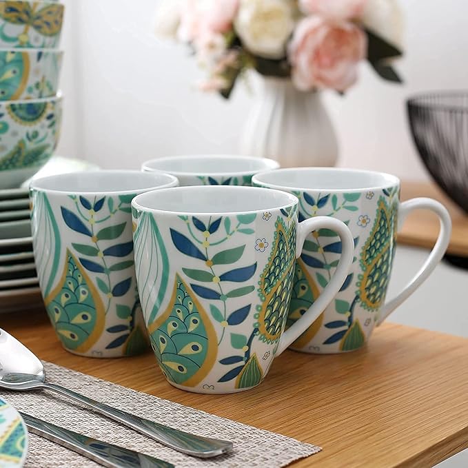 Porcelain Dinnerware Sets Plates and Bowls Sets 32-Piece Porcelain Ceramic Tableware Dinner Set with Dinner Plate Dessert Plate Cereal Bow