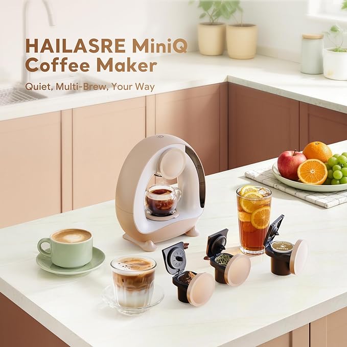 3 in 1 Single Serve Coffee Maker for K CupGround Coffee and Tea Leaves1400W 20s Fast Heating Mini K Cup Coffee BrewerOne Button Operationfor Small Spaces-Glass not included