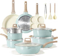 CAROTE 21-Piece Ceramic Pots and Pans Cookware Set Non Stick Induction Cook Ware Kitchen Cooking Set Non-Toxic Health PFAS Free