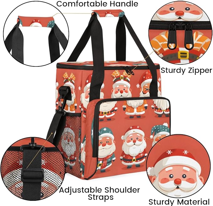 Xmas Santa Claus Coffee Maker Carrying Bag Abstract Santa Claus Travel Storage Bag Compatible with K-Mini or K-Mini Plus Single Serve Coffee Brewer Carrying Case with Pockets &amp Shoulder Strap