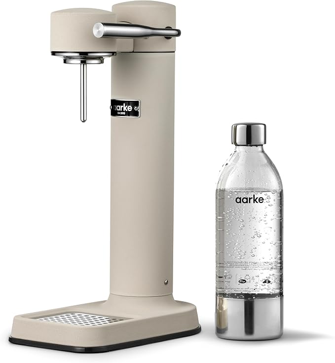 Aarke Carbonator lll Sparkling &amp Carbonation Water Machine Stainless Steel with PET BPA-Free Reusable Bottle Volume 1L/34 fl oz (Sand)