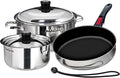 Magma 7 Piece Gourmet Nesting Stainless Steel Cookware Set with Ceramica Non-Stick Induction Compatible Oven Safe to 500°F - Suitable for All Stovetops Removable Handles Stainless Steel