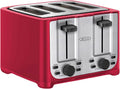 bella 4 Slice Toaster with Auto Shut Off Extra Wide Slots &amp Removable Crumb Tray and Cancel Defrost &amp Reheat Function Toast Bread &amp Bagel Red