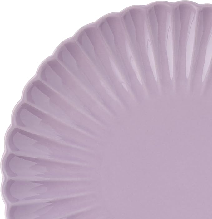 12 Pieces 4-person Set of Ceramic Tableware Including Plates Salad Plates Bowls Etc. with A Wave-shaped Design. Suitable for Daily Dining and Gatherings with Friends. Purple Tableware Set