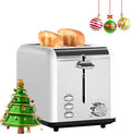 HealSmart 2-Slice Stainless Steel Toaster 6 Browning Setting and 3 Function Toaster Extra Wide Slot &amp Removable Crumb Tray for Bread &amp Waffle White
