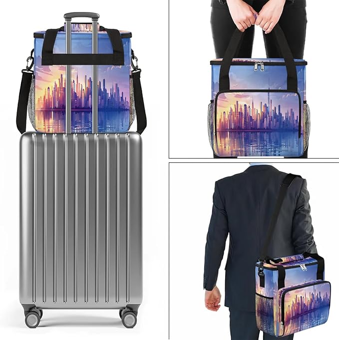 Sunset Urban Landscape Coffee Maker Travel Bag for K-Mini or K-Mini Plus Single Serve Coffee Brewer Portable Storage Tote Case for Tarvel