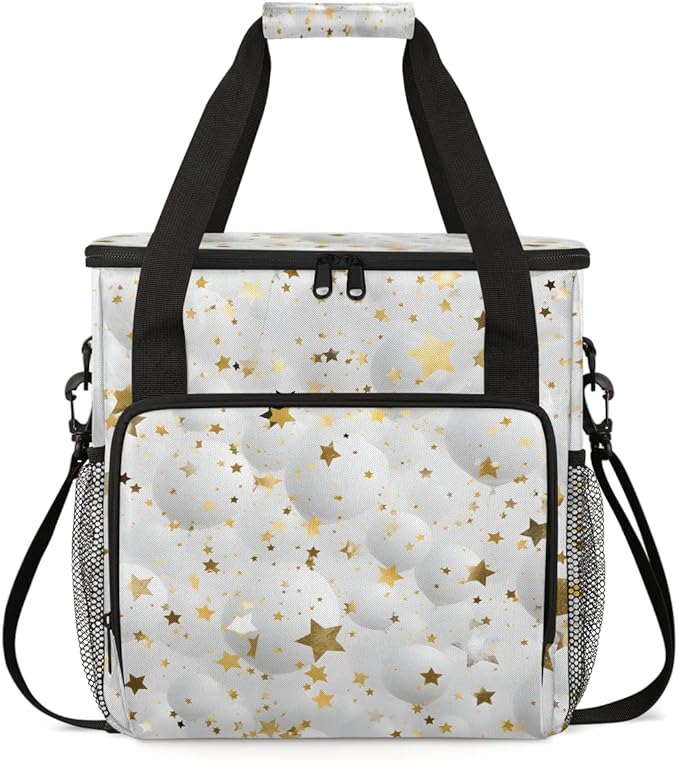 Glitter Coffee Maker Carrying Bag Gold Star Portable Travel Storage Tote Bag Compatible with K-Mini or K-Mini Plus Single Serve Coffee Brewer Carrying Case with Multiple Pockets &amp Shoulder Strap