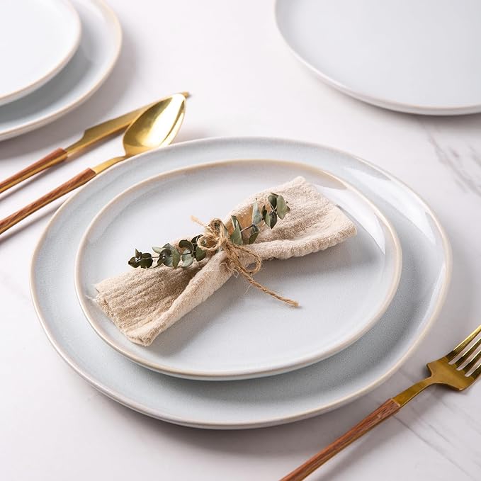AmorArc Ceramic Dinnerware SetsHandmade Reactive Glaze Stoneware Plates and Bowls SetsHighly Scratch Resistant | Dishwasher &amp Microwave Safe Dishes SetService for 8 (24pc)