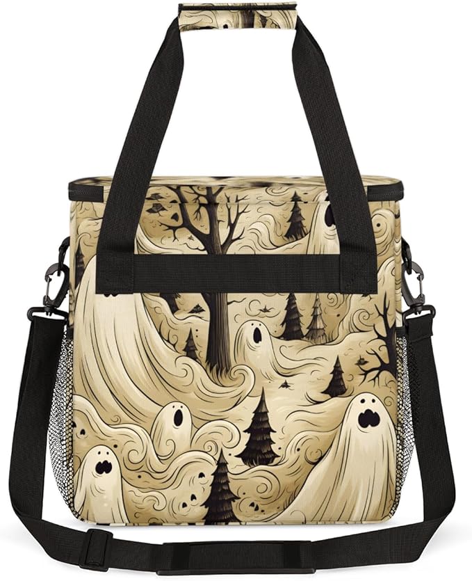 Magical Halloween Ghosts Coffee Maker Carrying Bag Travel Storage Bag Compatible with K-Mini or K-Mini Plus Single Serve Coffee Brewer Carrying Case with Multiple Pockets &amp Shoulder Strap