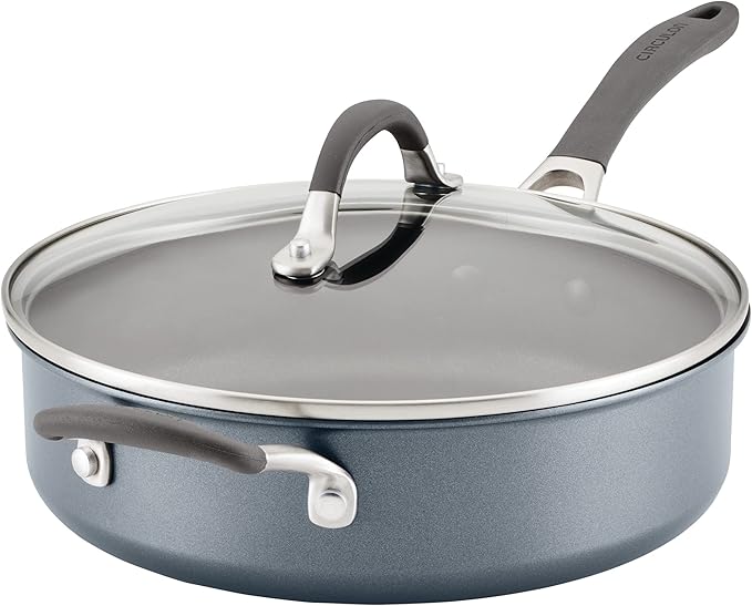 Circulon A1 Series with ScratchDefense Technology Nonstick Induction Sauté Pan with Helper Handle and Lid 5 Quart Graphite
