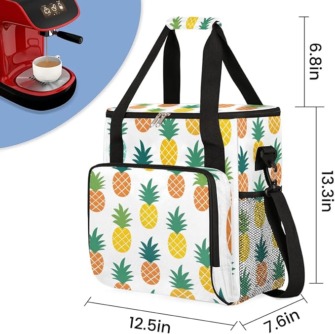 Coffee Maker Carrying Bag Pineapple Single Cup Coffee Maker Travel Bag Compatible with Keurig K-Mini or K-Mini Plus Portable Storage Bag with Shoulder StrapAZ-212